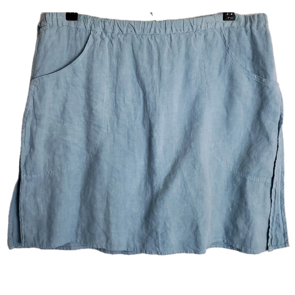 The Wheat Collection 100% Linen Skort Skirt Womens Small Blue Mini Beach Tennis